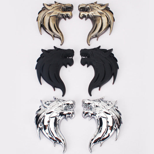 Emblema Totem Cabeza de Lobo - Adhesivo Metálico para Auto
