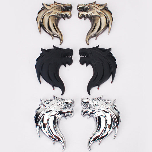Emblema Totem Cabeza de Lobo - Adhesivo Metálico para Auto