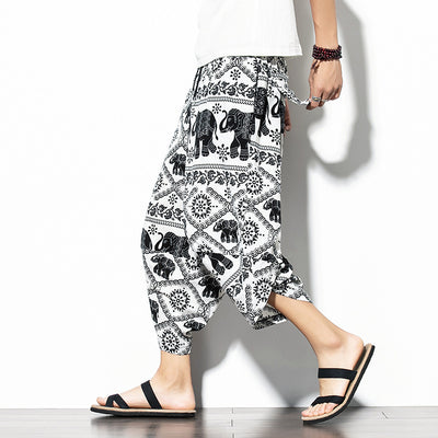 Pantalones Baggy de Algodón y Lino con Estampado - Corte Suelto y Cómodo - Image 6