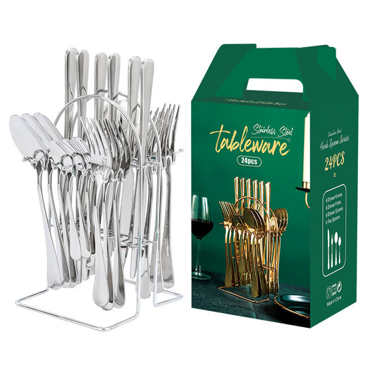 Juego de Cubiertos Dorados de Acero Inoxidable con Organizador - Servicio de Lujo - Image 14