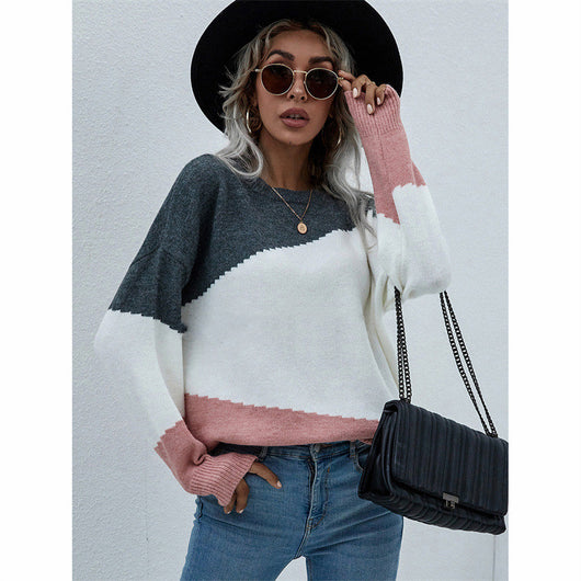 Suéter Holgado Talla Grande Ejecutivo Cuello Redondo a Rayas para Mujer - Image 6