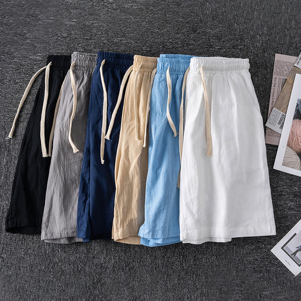 Shorts de Algodón para Hombre Cintura Elástica Verano