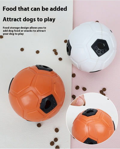 White and black dog toy with a soccer ball base and a textured rod for nibbling and teeth grinding. - Image 17