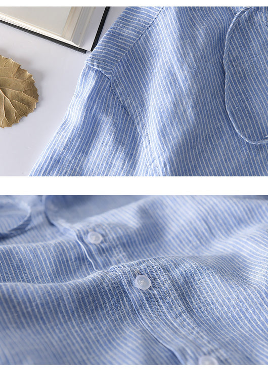 Camisa Casual con Capucha de Algodón y Lino para Hombre - Image 19