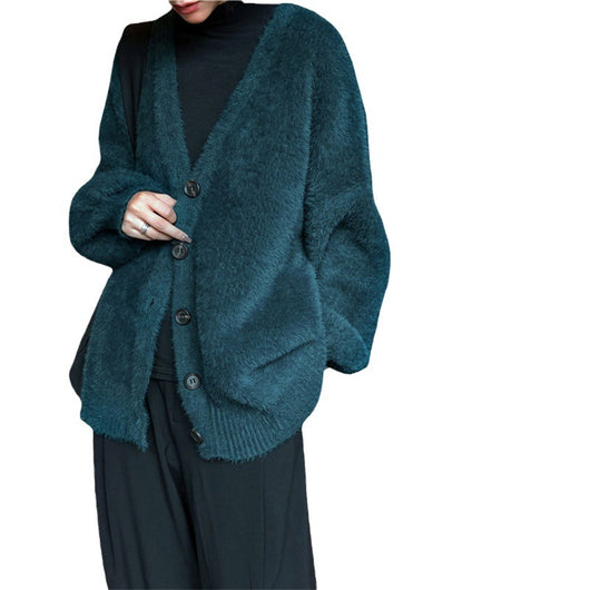 Abrigo Sweater de Piel de Visón Artificial Estilo Coreano para Mujer - Image 5