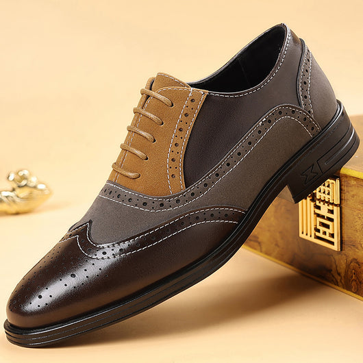 Zapatos de Cuero Brogue Puntiagudos para Hombre Talla Grande - Image 3