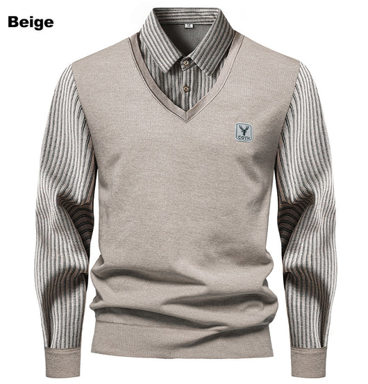 Camisa Térmica Hombre Manga Larga Efecto Doble Tela con Rayas y Forro Polar - Image 18