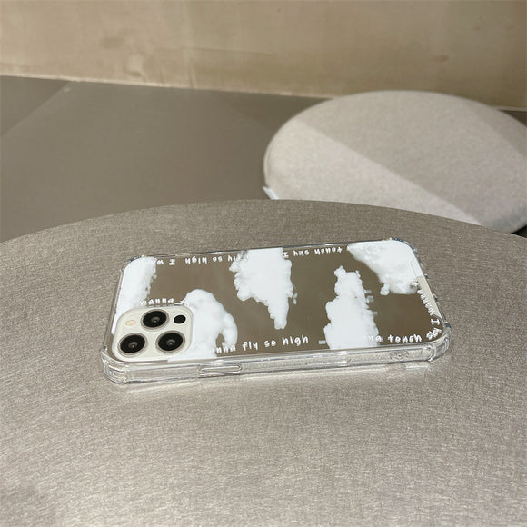 Funda Espejo para Teléfono - Diseño Nube Blanca con Espejo Integrado