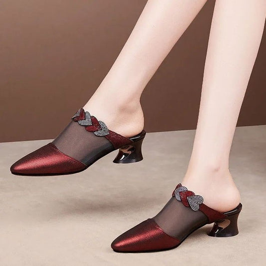 Pantuflas Cerradas de Cuero y Malla para Mujer - Image 2