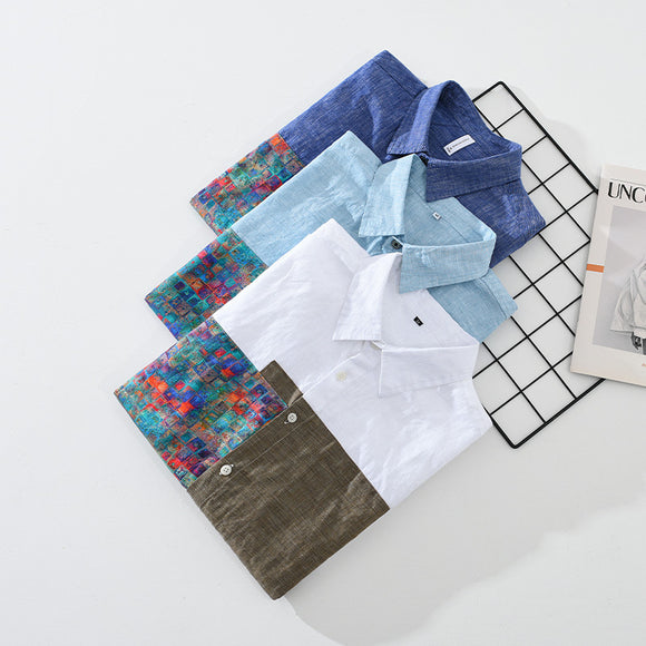 Camisa Holgada Hombre Joven Diseño Casual en Algodón y Lino