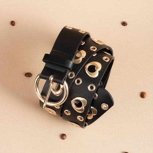 Cinturón Metal Punk para Mujer con Corazón Calado - Estilo Hip Hop Negro - Image 7