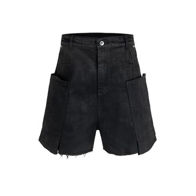 Pantalones Cortos Denim con Recubrimiento de Cera y Textura Burr - Azul Oscuro - Image 5