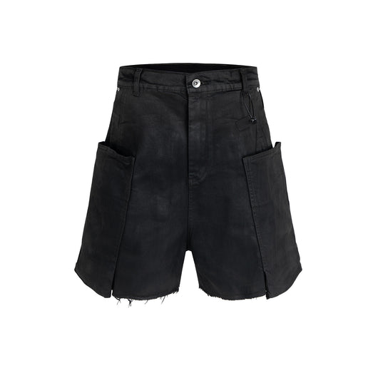 Pantalones Cortos Denim con Recubrimiento de Cera y Textura Burr - Azul Oscuro - Image 5