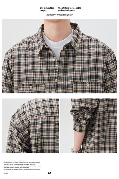 Camisa Cuadriculada Premium Versátil - Manga Larga Multifuncional - Image 11
