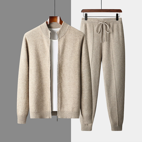 Cardigan de Lana para Hombre con Cuello Alto y Cierre de Cremallera