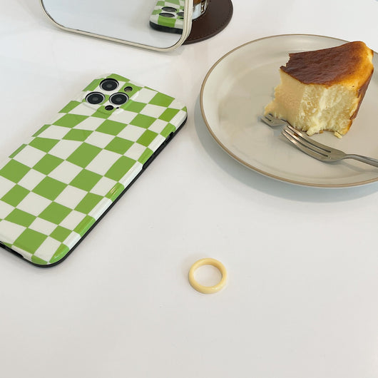 Funda Silicona para Teléfono Cuadrícula Naranja Verde Minimalista - Image 7