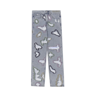 Jeans Rotos con Bordados y Contraste de Colores Estilo Americano - Image 10