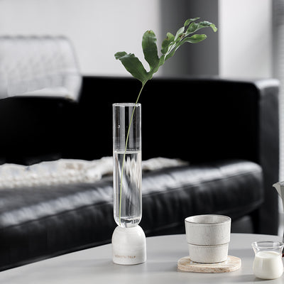 Florero de Vidrio Transparente con Base de Mármol - Diseño Moderno Minimalista - Image 6