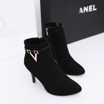 Botas Infantiles de Tacón Stiletto Punta Afilada Estilo Coreano para Otoño e Invierno