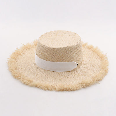 Sombrero de Paja Tejida con Lazo de Rafia y Borde Deshilachado - Image 11