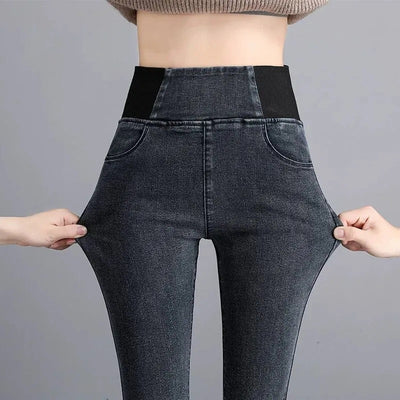 Jeans Skinny de Cintura Alta con Forro Polar Cálido y Cintura Elástica - Image 6