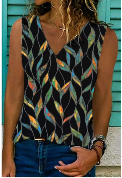 Camiseta Sin Mangas Cuello V con Estampado - Perfecta para Verano - Image 7
