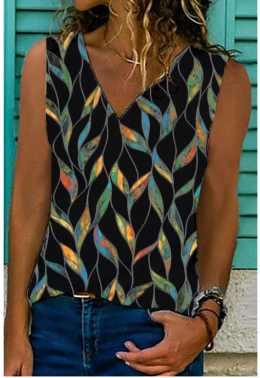 Camiseta Sin Mangas Cuello V con Estampado - Perfecta para Verano - Image 7
