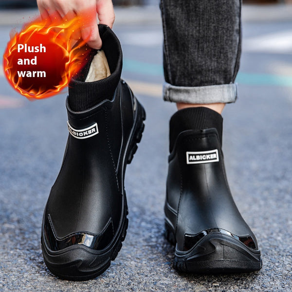 Botas de Lluvia Impermeables de Terciopelo para Hombre y Mujer - Zapatos Acuáticos Elegantes
