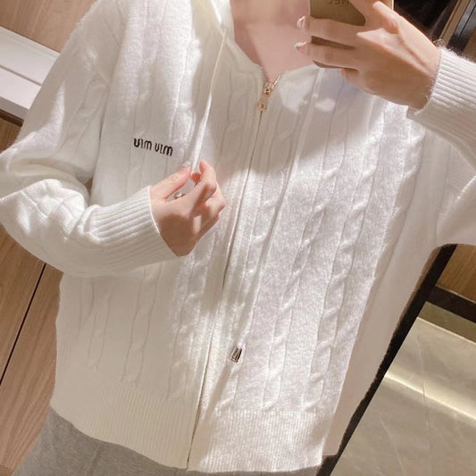 Cardigan Tejido con Cierre de Cremallera - Suéter Largo Elegante