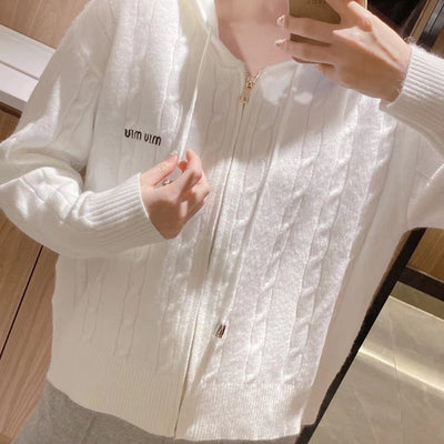 Cardigan Tejido con Cierre de Cremallera - Suéter Largo Elegante