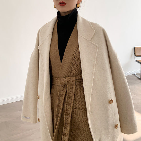 Abrigo de Lana Reversible Doble Cara Elegante