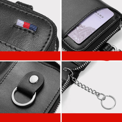 Cartera de Cuero Genuino con Múltiples Compartimentos y Cierre de Cremallera - Image 9