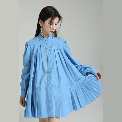Vestido Camisero Plisado Manga Larga Diseño Exclusivo - Image 3