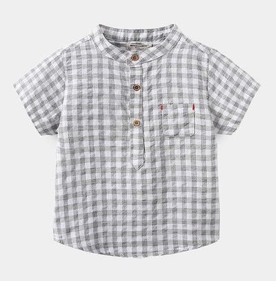 Camisa Infantil de Algodón Azul a Cuadros - Estilo Casual Cómodo - Image 14
