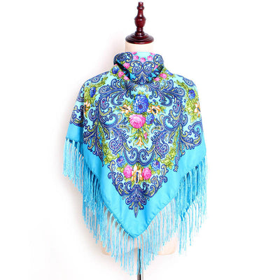 Pañuelo Cuadrado de Algodón y Lino con Flecos Estampado - Image 27