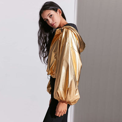 Chaqueta Hoodie con Mangas Farol Metalizadas - Estilo Europeo Minimalista - Image 4