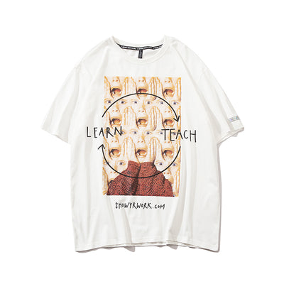 Playera Holgada Hip Hop con Estampado Cartoon para Parejas - Image 11