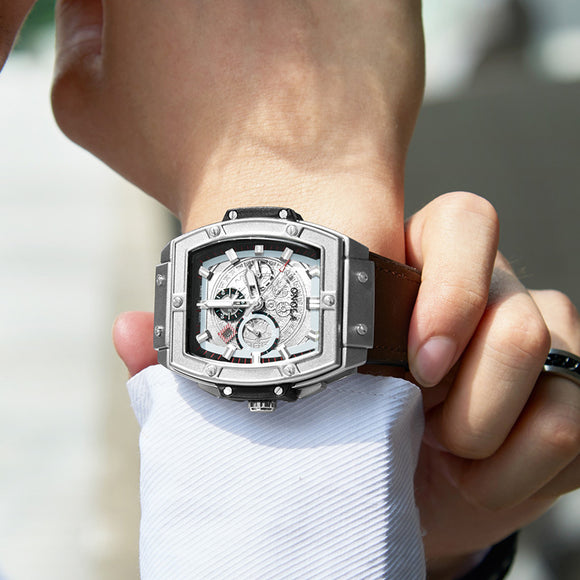 Reloj de Cuarzo Multifuncional Diseño Barril para Hombre