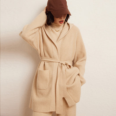 Cardigan Tejido Reversible Oversized con Capucha para Otoño e Invierno - Image 4