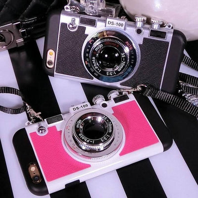 Funda iPhone Estilo Cámara Retro 3D Compatible con Apple