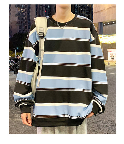 Sudadera Hombre Rayas Otoño - Cuello Redondo Holgada - Image 15
