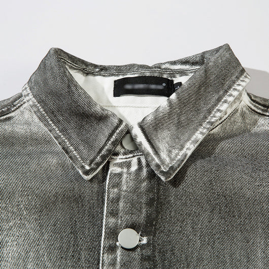 Camisa Vaquera Desgastada de Estilo Industrial para Hombre - Image 3