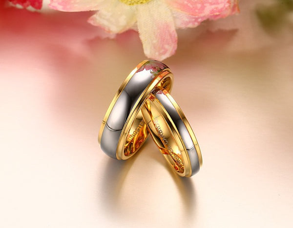 Anillo de Compromiso Acero Tungsteno y Oro - Diseño Europeo Moderno - Image 3