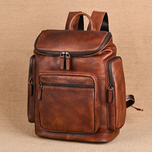 Mochila de Cuero Genuino Doble Capa para Hombre - Ideal para Viajes y Aventuras - Image 9