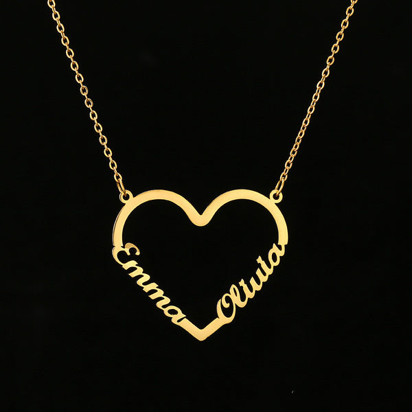Collar Corazón Personalizado Acero Inoxidable Dorado con Iniciales para Mujer
