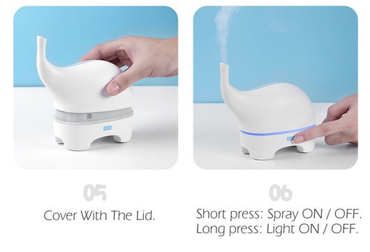 Pink elephant-shaped ultrasonic aromatherapy machine with a subtle light band and trunk-like mist outlet. - Image 11