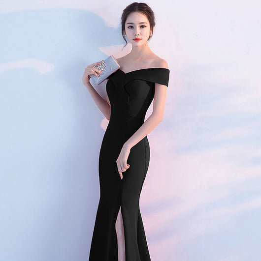 Vestido de Fiesta Elegante con Hombros Descubiertos y Falda Sirena - Image 2