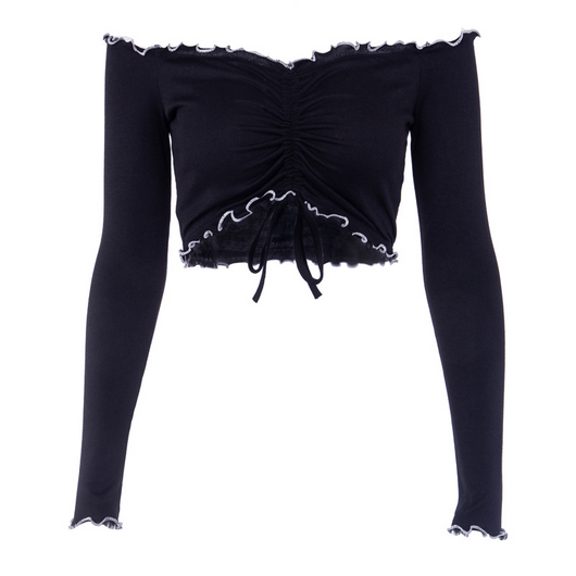 Blusa Manga Larga con Hombros Plisados para Mujer - Image 11
