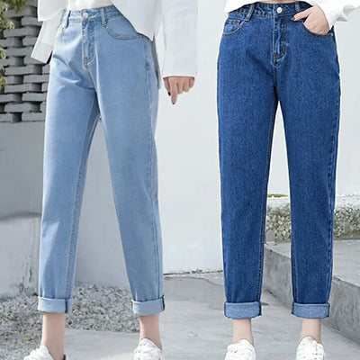 Pantalón Denim Recto Oversize Versátil Estilo Coreano