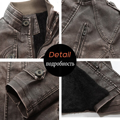 Chaqueta de Cuero Slim Fit Térmica para Hombre - Image 4